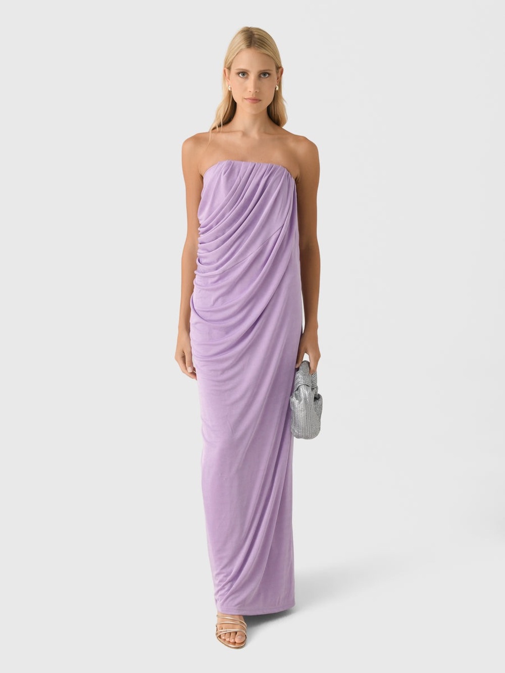 ANNA QUAN Women’s Zella Strapless Ruched Lilac Dress
